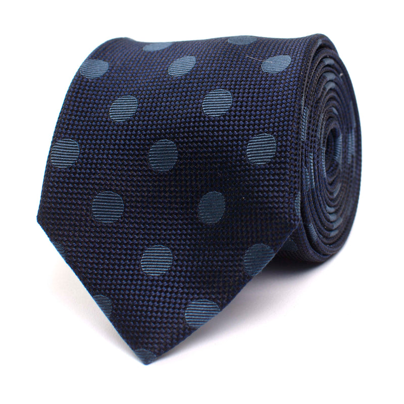 Silk Tie With Coloured Dot - Blue