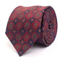 Silk Tie With Oriental Design - Burgundy