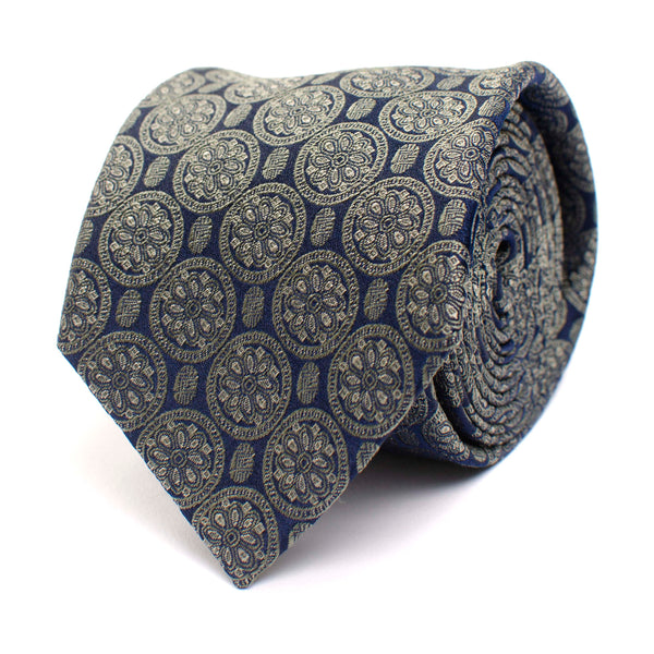 Silk Tie With Oriental Design - Green