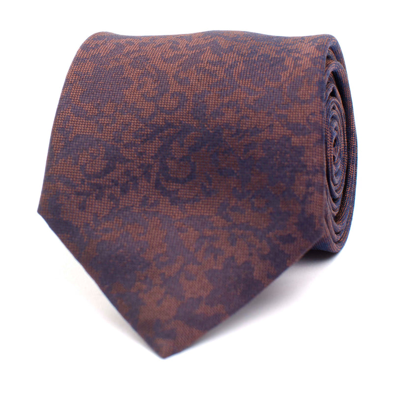 Silk Tie With Flower Detail - Brown