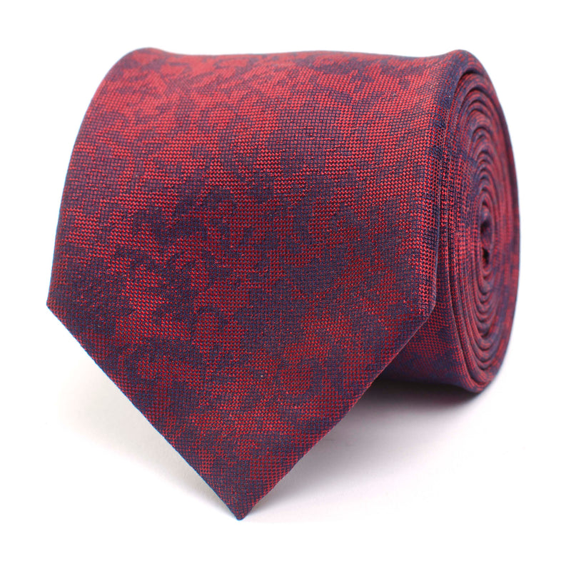 Silk Tie With Flower Detail - Red