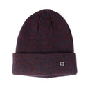 Fine Knit Melange Beanie - Burgundy