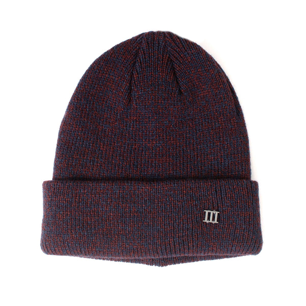 Fine Knit Melange Beanie - Burgundy