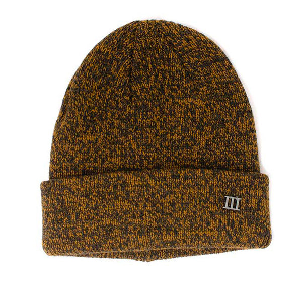 Fine Knit Melange Beanie - Mustard