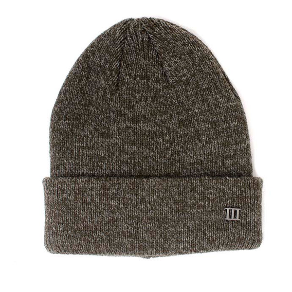 Fine Knit Melange Beanie - Grey