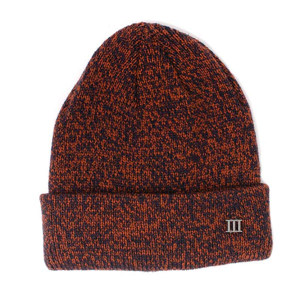 Fine Knit Melange Beanie - Orange