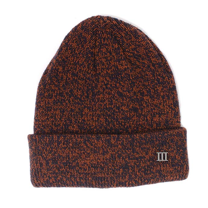 Fine Knit Melange Beanie - Orange