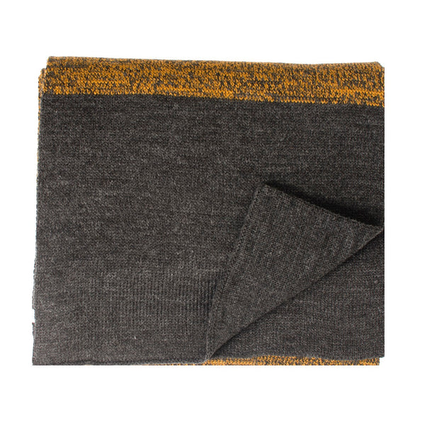 Knitted Scarf With Contrast Edge - Mustard