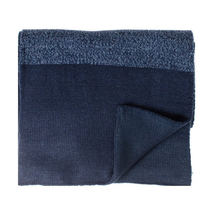 Knitted Scarf With Contrast Edge - Blue