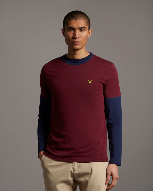 Ringer T-shirt - Merlot/navy