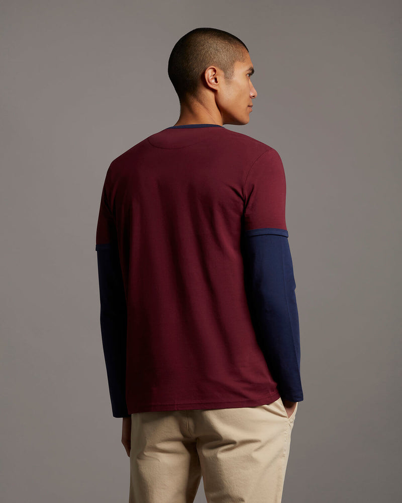 Ringer T-shirt - Merlot/navy