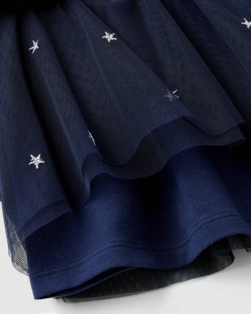 Dress With Tulle Skirt - Navy