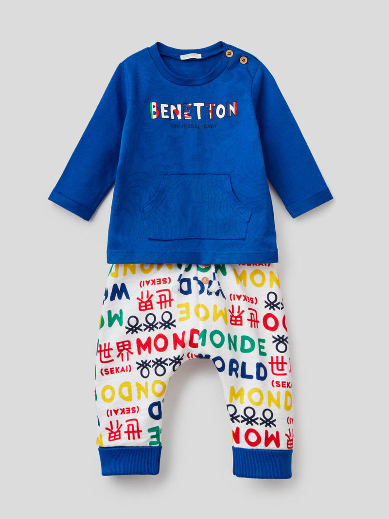 Boys Sweater And Pattern Trousers Set - Royal