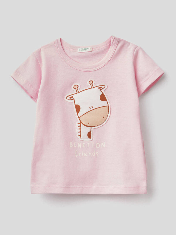 Girls Animal Print T-shirt - Baby Pink