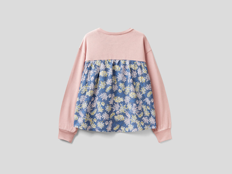 Japanese Rock Girl Floral Hem Sweater - Soft Pink