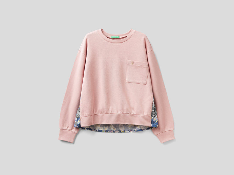 Japanese Rock Girl Floral Hem Sweater - Soft Pink