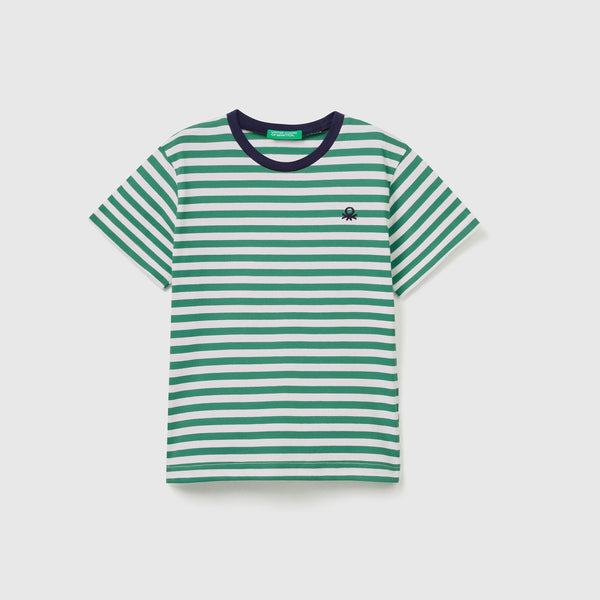 Boys Stripe T-Shirt - Green/White