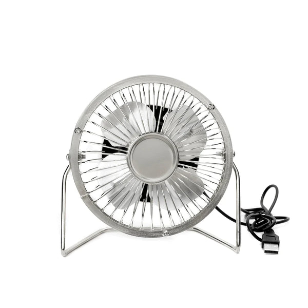 USB Metal Desk Fan Silver