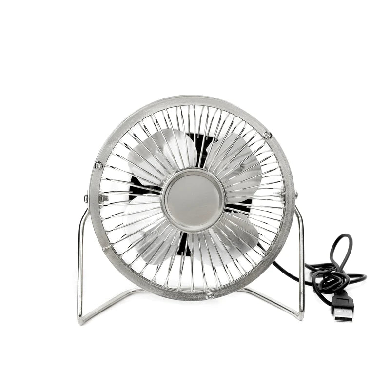 USB Metal Desk Fan Silver