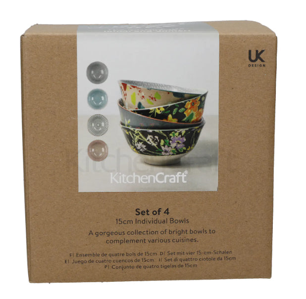Bowls Set of 4 Floral Design
