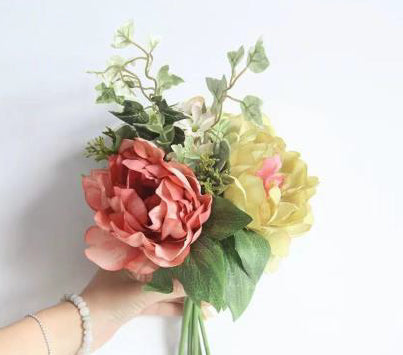 38cm Tied Blue Peony Ivy Leaf Bundle