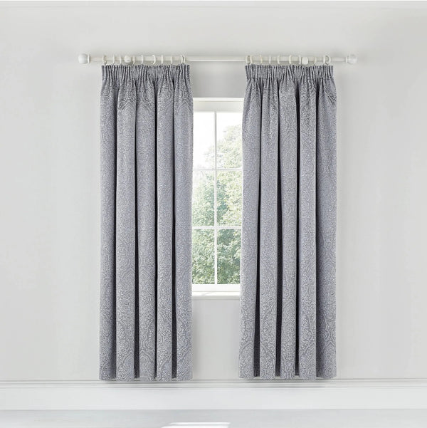 Neska Pencil Pleat Lined Curtains 66 X 72 - Oxford Grey