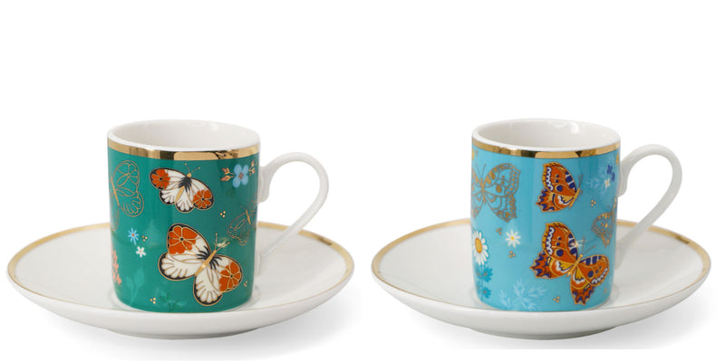 Butterfly Set Of 2 Espresso Cups