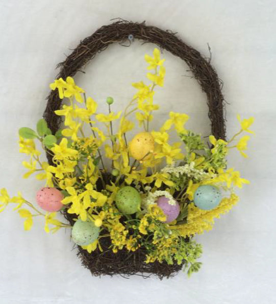 40cm Yellow Eggs & Flower Basket