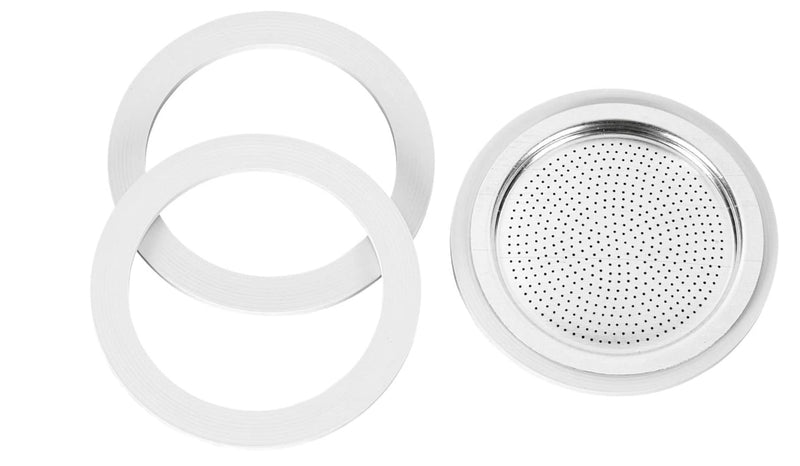 Moka 6 Cup 3 Pack Replacement Rubber Gasket + Filter
