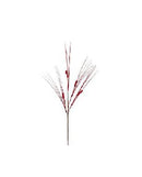 90cm Red Grass With Glitter & Berry Steam