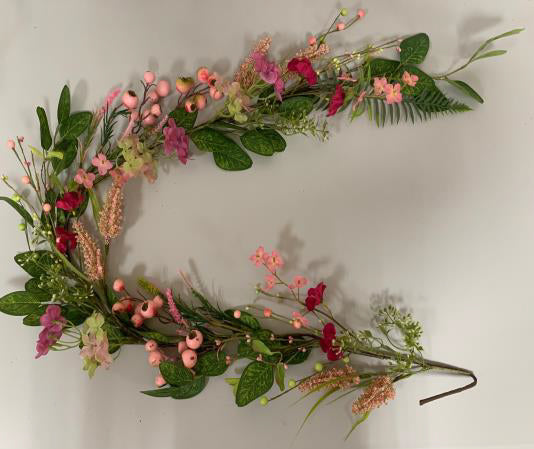 5 Foot/150cm Pink Hydrangea & Berry Floral Garland