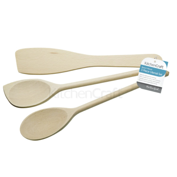 Set of Three Beech Wood Utensils