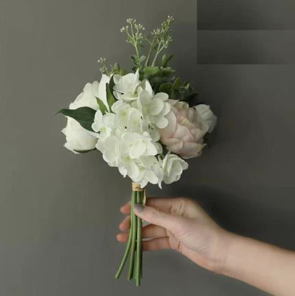 35cm Cream Peony & Hydrangea Tied Bundle