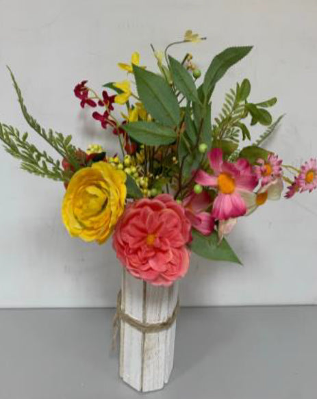40cm Pink & Yellow Flower & Berry Bundle