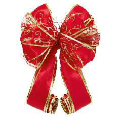 1.2m Bow Tree Topper Red & Gold