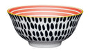 Red Swirl and Black Spots Ceramic Bowls