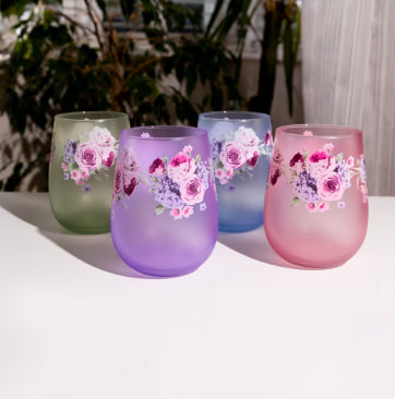 Floral Stemless Tumbler Set of 4