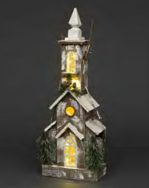 52cm Wooden Church with LED