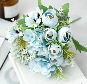 31cm Blue Hydrangea Rose & Daisy Bundle