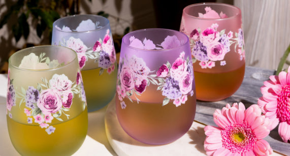 Floral Stemless Tumbler Set of 4