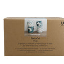 Set of 4 Barrel Mug Set Exotic Crane Design