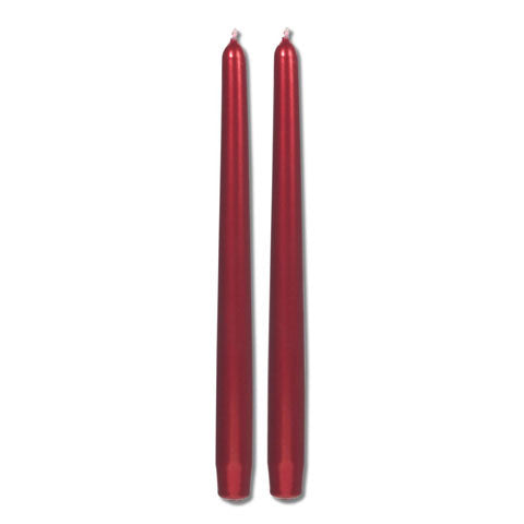Set Of 2 Dinner Candle - Metallic Red