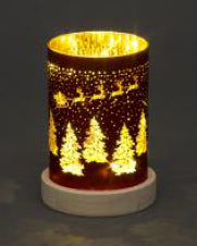 16cm Red Vase Santa & Sleigh LED