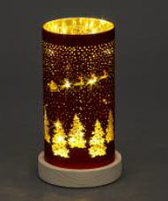 21cm Red Vase Santa & Sleigh LED