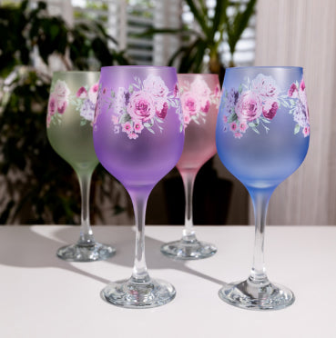 Floral Wine Set of 4