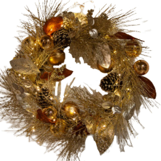 60cm Christmas Gold Champagne Wreath