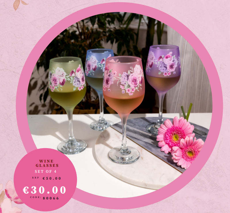 Floral Wine Set of 4