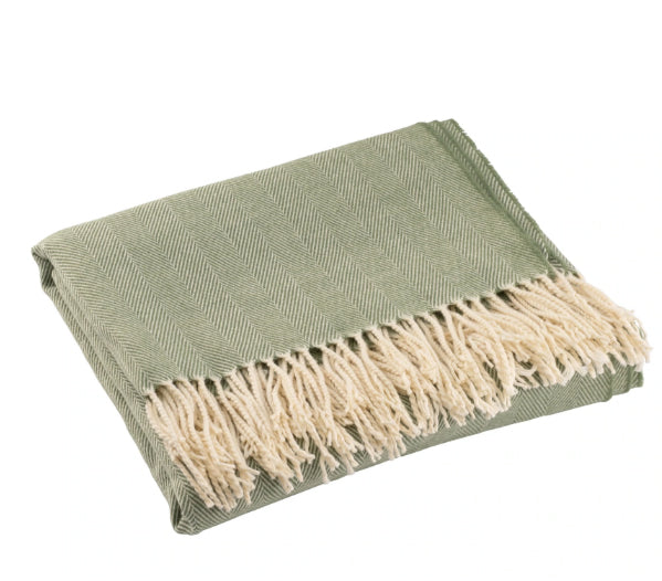 Herringbone Throw - Forest Green