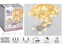 96 LED Battery Operated Lights Clear Wire Warm White
