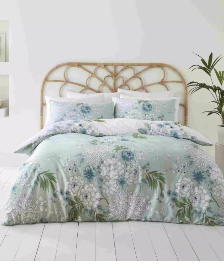 Chinoiserie Floral Duvet Cover Set - Green